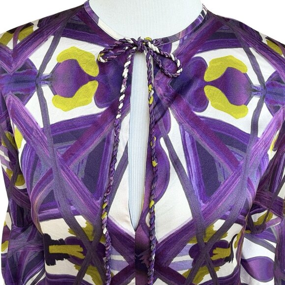 Silvia Tcherassi Borsani Blouse Purple Kaleidoscope Silk Top Shirt Size Small - Picture 2 of 9